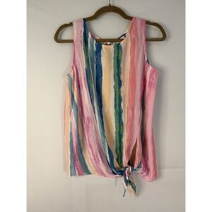 Violet + Claire Striped Tank Top Womens Small Multicolor Side Tie Excellent